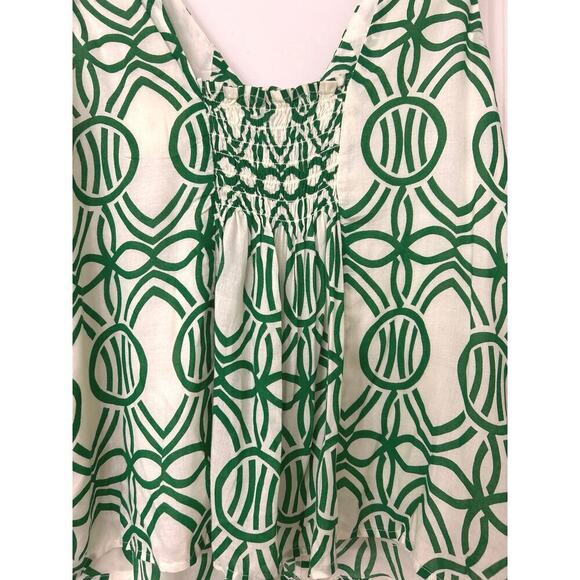 MAEVE Anthropology NWT Verena Tie Front Green & Cream Geometric Print Tank Small - Picture 6 of 10
